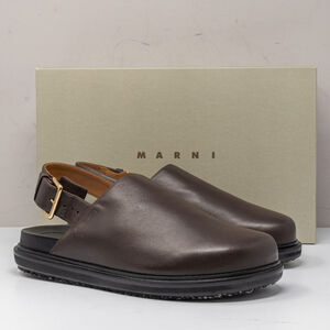 Marni Fussbett Brown Leather Slingback Mules, Size 37.5 EU (7.5 US)